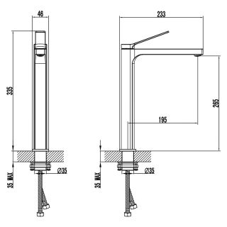 Смеситель для раковины-чаши Azario VINCENTE AZ-VPV168R26P